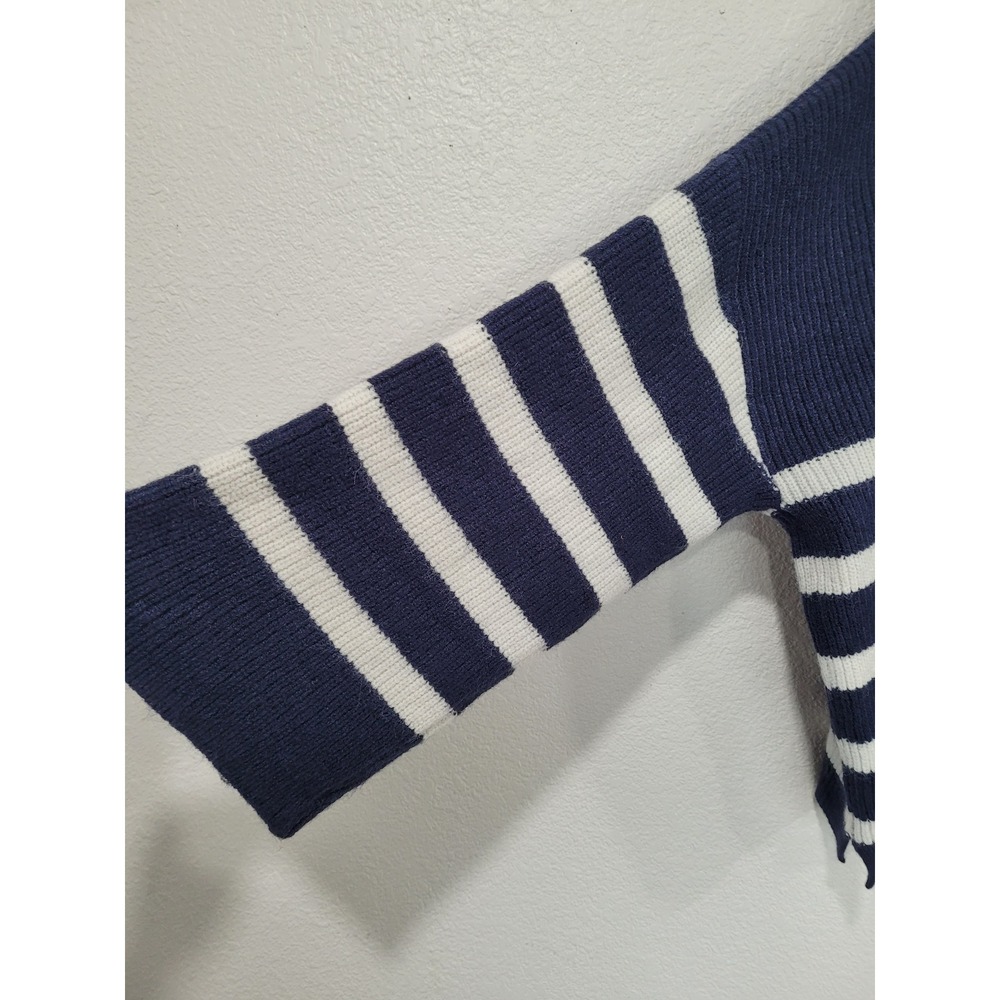 Ellos Navy White Stripe Crew Neck Long Sleeve Knit Sweater Top L Oversized #17 - Picture 4 of 7